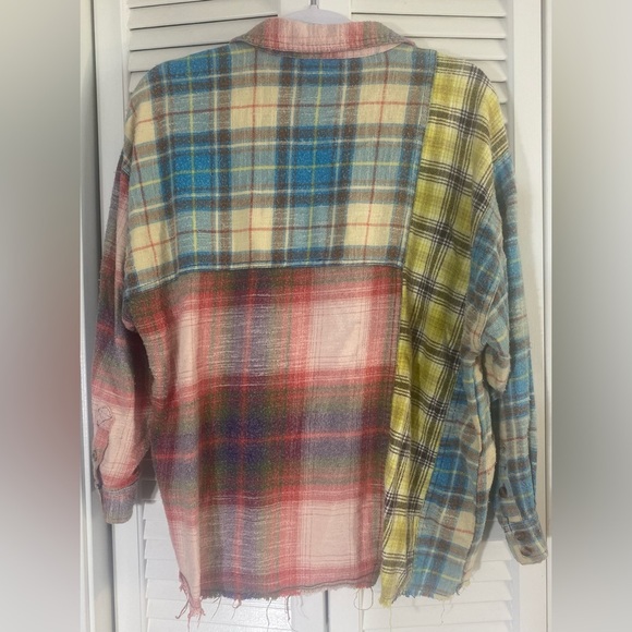 Urban Outfitters BDG Robbie Spliced Flannel Long Sleeve Button Up Shirt, XS-TP - Picture 3 of 8